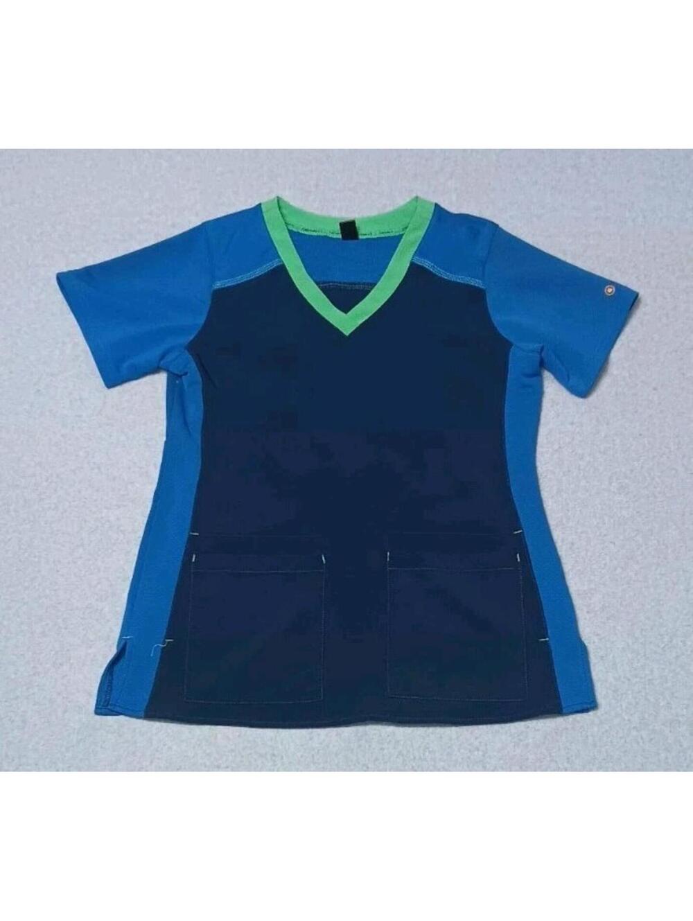 Carhartt Force Cross Flex Short Sleeve Scrub Top Womens Size Small Blue Navy...